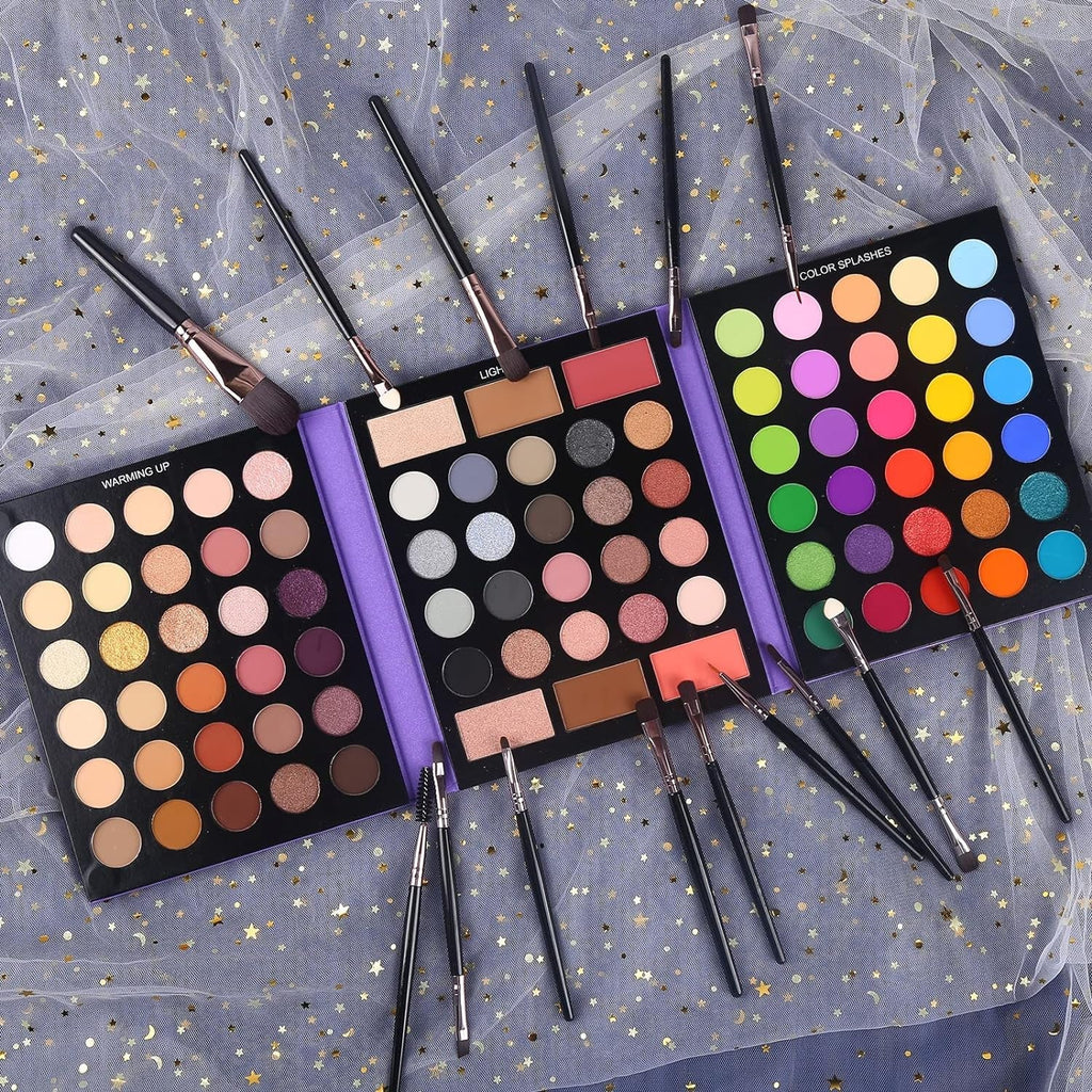 UCANBE Eyeshadow Palette with 15Pcs Brushes Makeup Set, Pigmented 86 Colors Make up Sets Valentine'S Day Gift, Matte Shimmer Glitter Eye Shadow Pallet Highlighter Contour Blush Powder Brush Beauty Kit