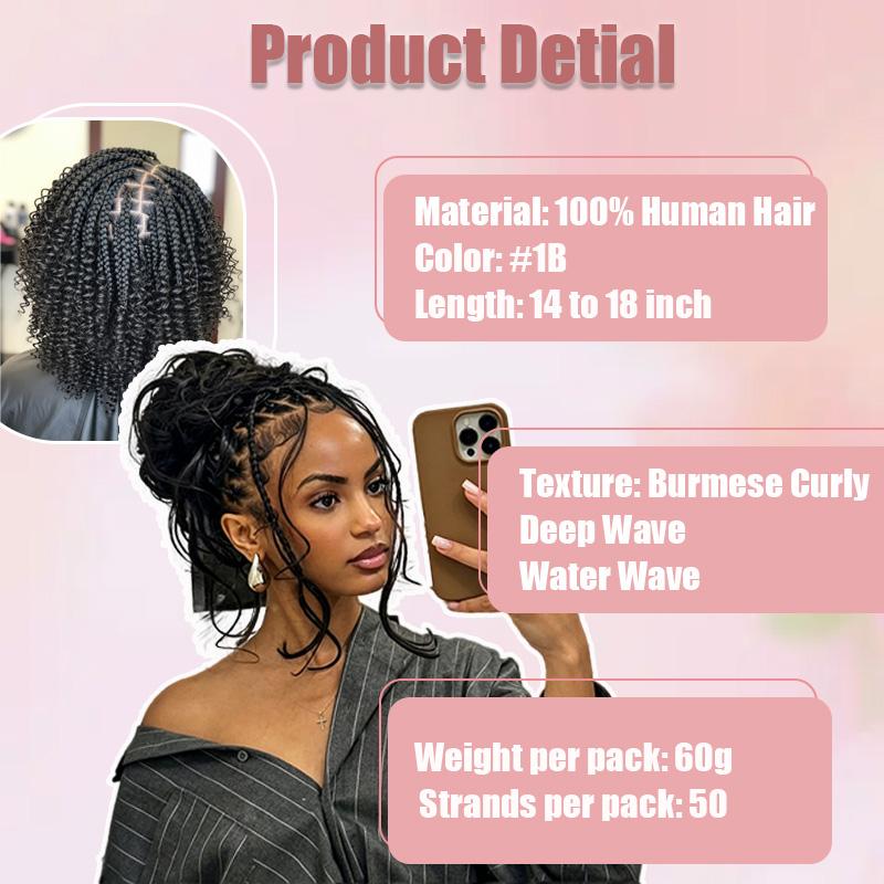 StariaHair Burmese Curly Feather Crochet Human Hair Extensions 100% Virgin Hair Crochet Braid For Miracle Knots Natural Black